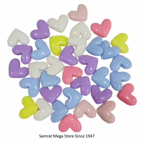 Heart Acrylic Beads Multicolor (50g approx) - 1