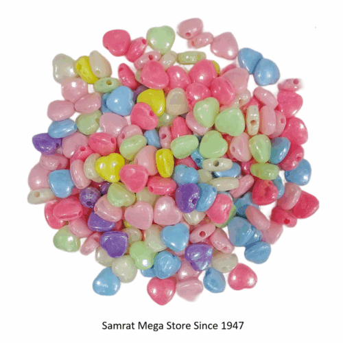 Heart Acrylic Beads Multicolor (50g approx) - 3