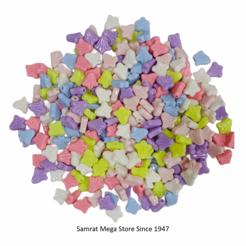 Flower Bell Acrylic Beads Multicolor (50g approx)