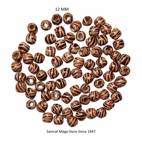 Wooden Printed Beads 1 – 12mm (40 g Approx. 78 Pieces)