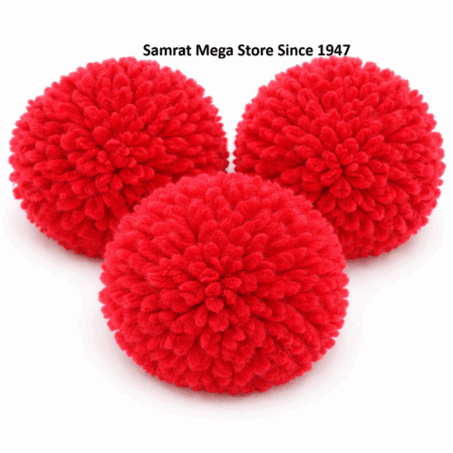 Woolen Pompoms Red - 1"(25.4mm Approx.) 40Pcs