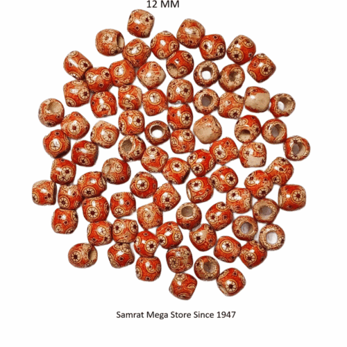 Wooden Printed Beads 2 – 12mm (40 g Approx. 78 Pieces)