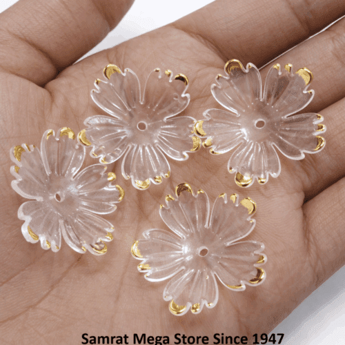 Acrylic Flower - Transparent with Gold Border (Approx. 25g)