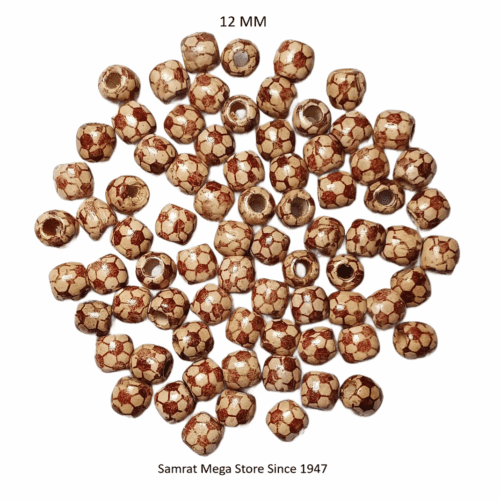 Wooden Printed Beads 4 – 12mm (40 g Approx. 78 Pieces)