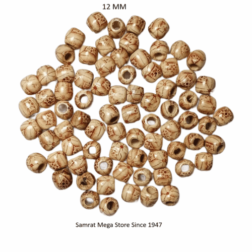 Wooden Printed Beads 5 – 12mm (40 g Approx. 78 Pieces)