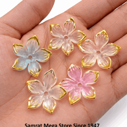 Acrylic Flower - Multicolor with Gold Border (Approx. 25g)