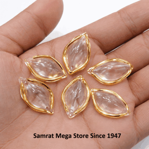Decorative Acrylic Leaf – Transp Petal, Gold Border ~(25g, 134 pcs)