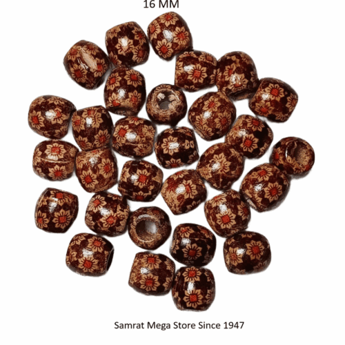 Wooden Printed Beads 6 – 16mm (40 g Approx. 30 to 32 Pieces)