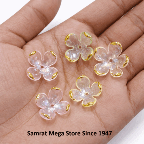 Acrylic Flower - Mini Transparent with Gold Border (Approx. 25g)