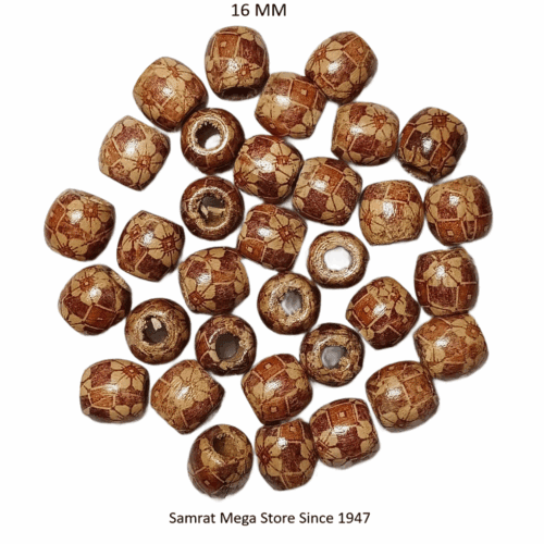 Wooden Printed Beads 7 – 16mm (40 g Approx. 30 to 32 Pieces)