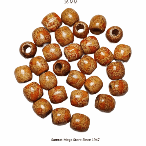 Wooden Printed Beads 8 – 16mm (40 g Approx. 30 to 32 Pieces)