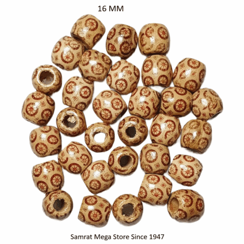 Wooden Printed Beads 9 – 16mm (40 g Approx. 30 to 32 Pieces)
