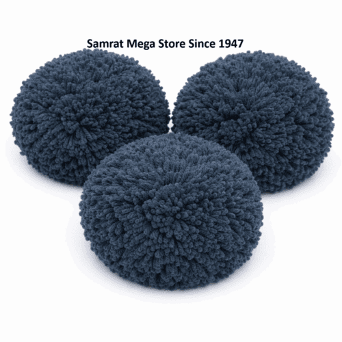 Woolen Pompoms Dark Grey -1.5" (38mm Approx.) 10Pcs