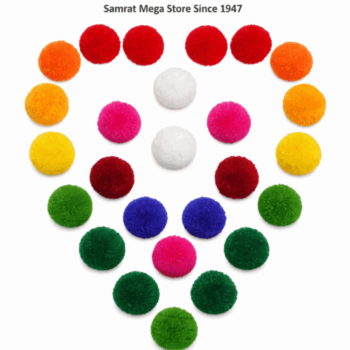 Woolen Pompoms Multicolor - 1"(25.4mm Approx.) 40Pcs