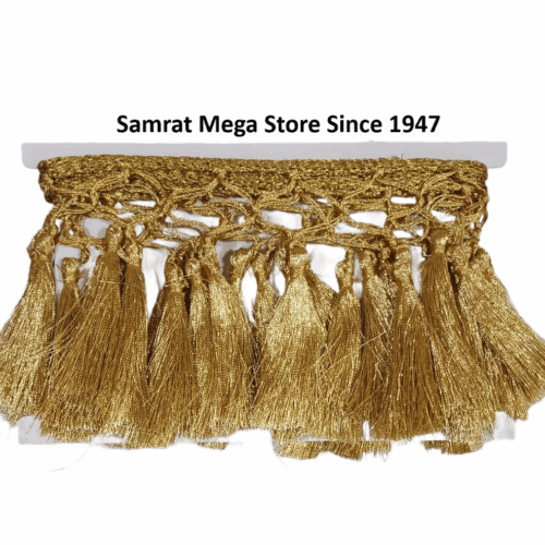 Tassel Lace Trim with Gold Border – Gold(Approx. 1.25 m)