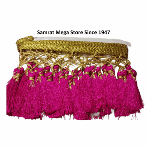 Tassel Lace Trim with Gold Border – Purple(Approx. 1.25 m)