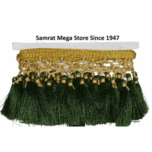 Tassel Lace Trim with Gold Border – Hunter Green(Approx. 1.25 m)