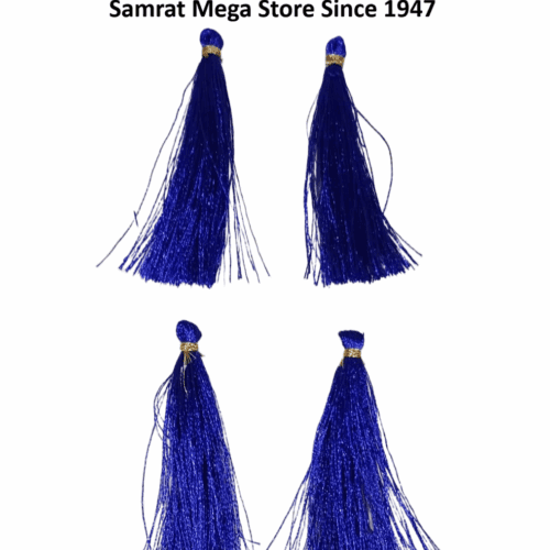 Gold Tone Tassel Latkan – Pack of 12 (Approx. 2.5") Blue