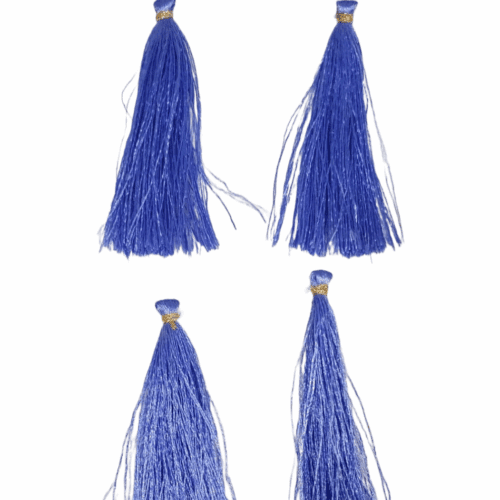 Gold Tone Tassel Latkan – Pack of 12 (Approx. 2.5") Medium Blue