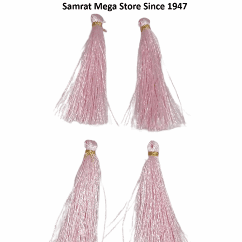 Gold Tone Tassel Latkan – Pack of 12 (Approx. 2.5") Baby Pink