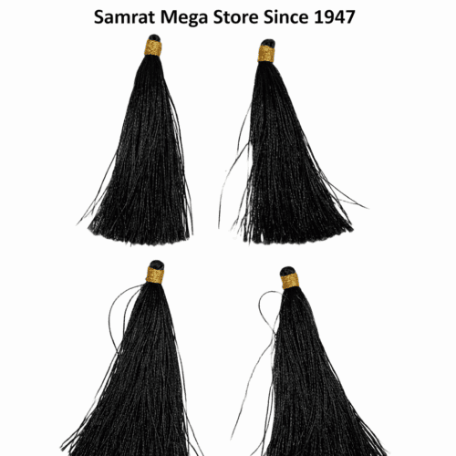 Gold Tone Tassel Latkan – Pack of 12 (Approx. 2.5") Black