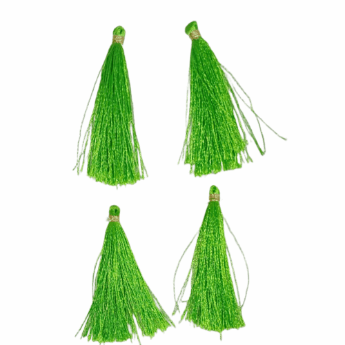 Gold Tone Tassel Latkan – Pack of 12 (Approx. 2.5") Lime Green