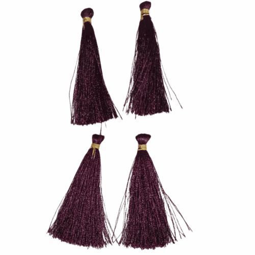 Gold Tone Tassel Latkan – Pack of 12 (Approx. 2.5") Deep Wine
