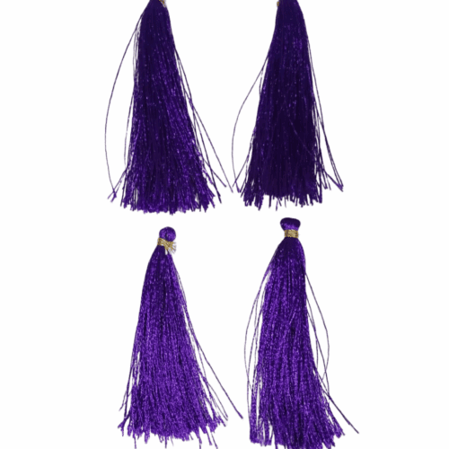Gold Tone Tassel Latkan – Pack of 12 (Approx. 2.5") Deep Violet