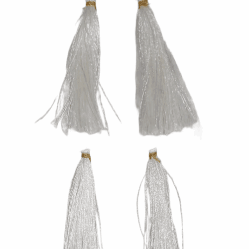 Gold Tone Tassel Latkan – Pack of 12 (Approx. 2.5") White