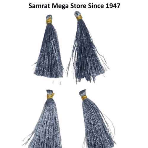 Gold Tone Tassel Latkan – Pack of 12 (Approx. 2.5") Grey