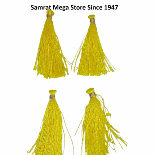 Gold Tone Tassel Latkan – Pack of 12 (Approx. 2.5") Light Yellow