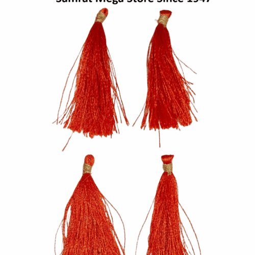 Gold Tone Tassel Latkan – Pack of 12 (Approx. 2.5") Orange