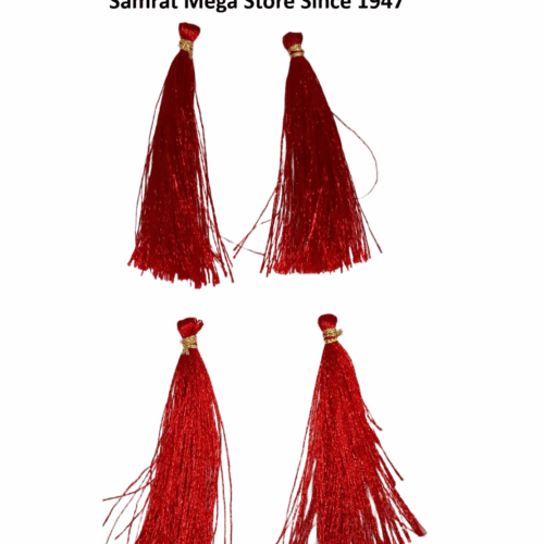 Gold Tone Tassel Latkan – Pack of 12 (Approx. 2.5") Red