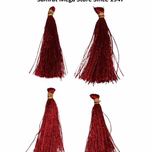 Gold Tone Tassel Latkan – Pack of 12 (Approx. 2.5") Maroon