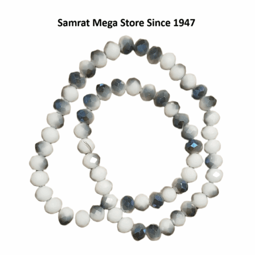 Dual Color Crystal Beads | Grey-White (8 mm, ~ 60-65 pcs)