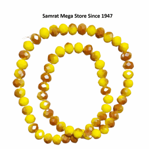 Dual Color Crystal Beads | Yellow-Brown (8 mm, ~ 60-65 pcs)