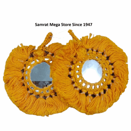 Mirror Embroidery Latkan Pair - 4" Sunflower Yellow (30g)