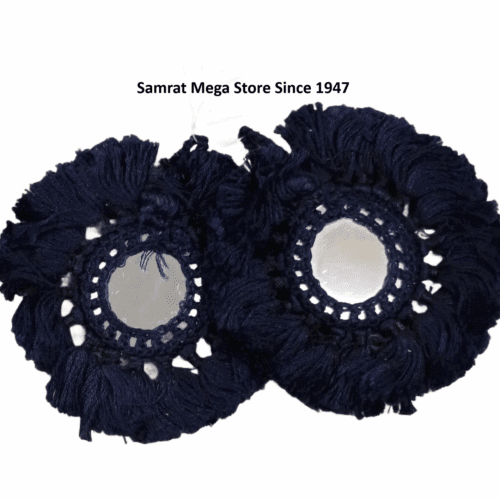 Mirror Embroidery Latkan Pair - 4" Dark Navy (30g)