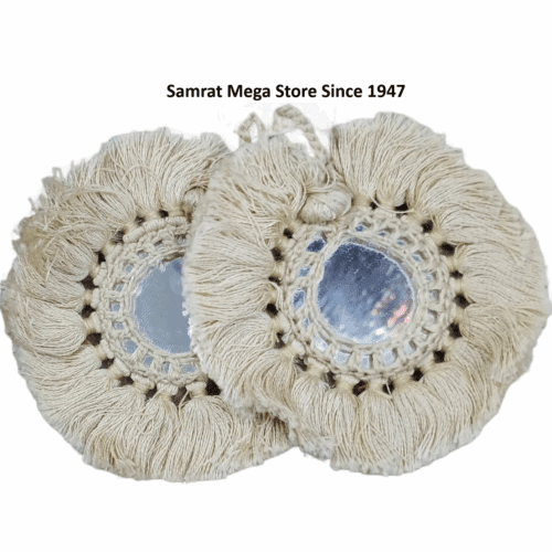 Mirror Embroidery Latkan Pair - 4" Beige (30g)