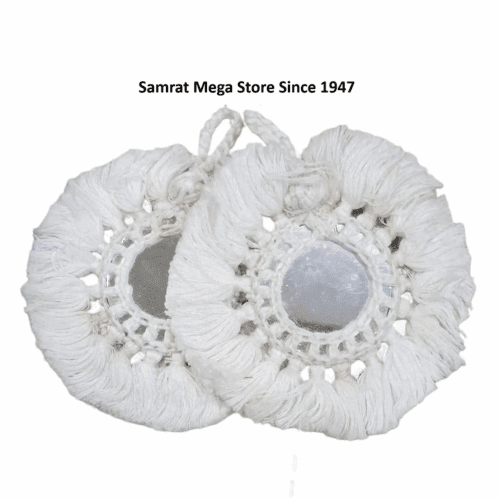 Mirror Embroidery Latkan Pair - 4" White (30g)