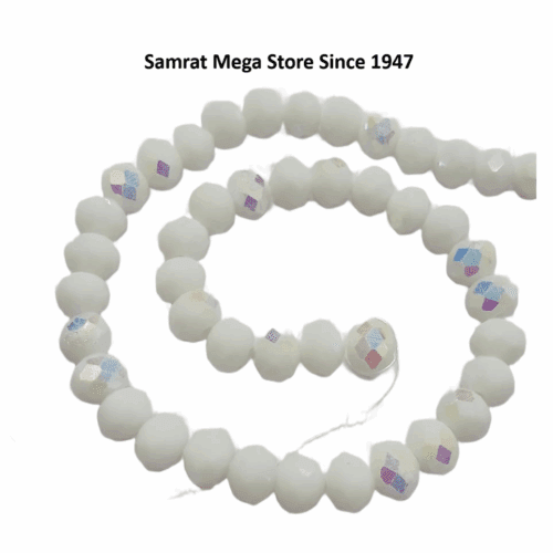 Crystal AB Glass Beads – White (8 mm, Approx. 62 pcs)