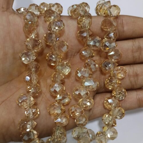 Crystal AB Faceted Drop Beads - Light Golden (6×8 mm, ~90 pcs)