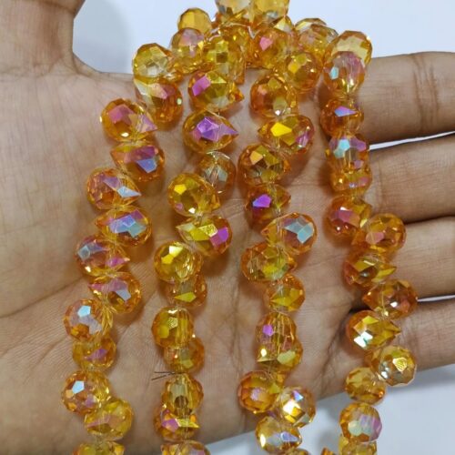 Crystal AB Faceted Drop Beads - Orange (6×8 mm, ~90 pcs)