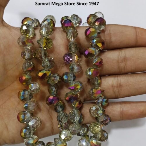 Crystal AB Faceted Drop Beads - Multi Rainbow (6×8 mm, ~90 pcs)