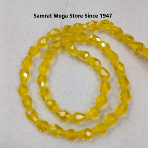 Glass Drop Beads (6*8 mm, ~45 to 50 pcs) – Lemon Yellow