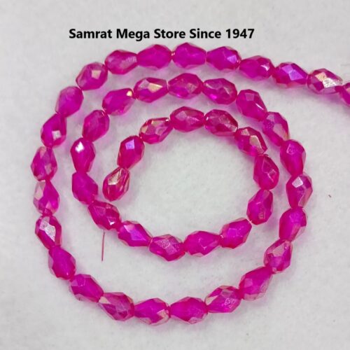 Glass Drop Beads (6*8 mm, ~45 to 50 pcs) – Hot Pink