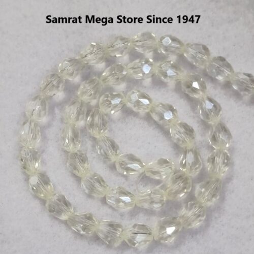 Glass Drop Beads (6*8 mm, 8*11 mm ~ 45-50 pcs) – White