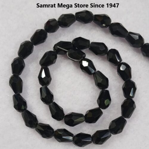 Glass Drop Beads (6*8 mm, 8*11 mm ~ 45-50 pcs) – Black