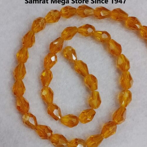 Glass Drop Beads (6*8 mm, 8*11 mm ~ 45-50 pcs) – Golden Amber