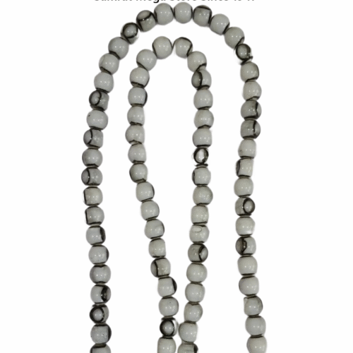 Round Glass Beads - White | 8mm (Approx. 80-85 pcs)